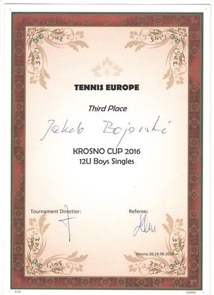 Tenis Tarnow - Jakub Bojarski-dyplom